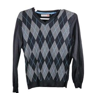 Sovereign Code Men's Large Black Multicolored Checkered Sweater